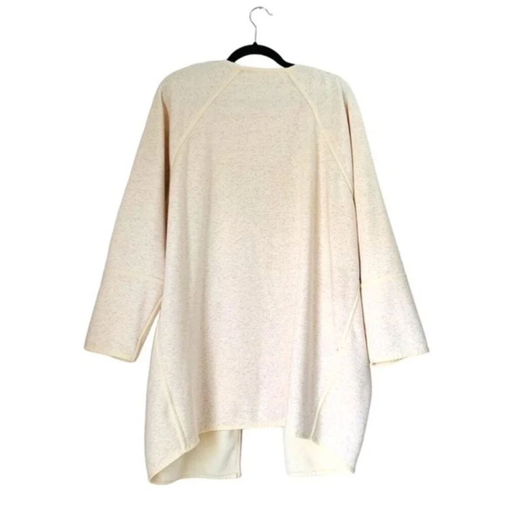 Athleta Cardigan Sweater Cozy Karma Wrap L Cream Open Front Oversized Minimalist